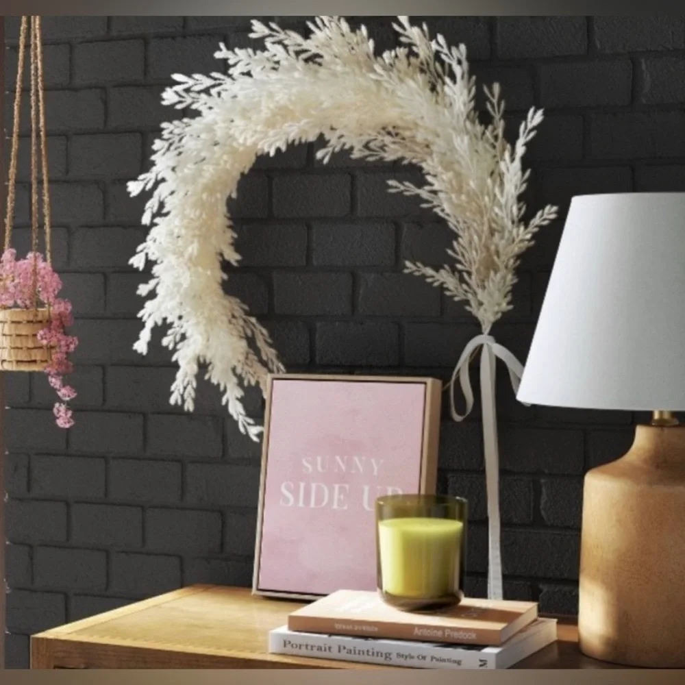 NWT threshold ring faux pampas grass wreath 22”